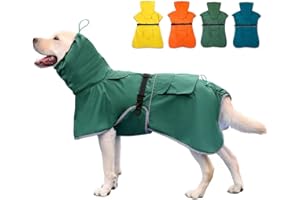 KOOGAL Dog Raincoat Waterproof Dog Rain Coat with Hoodile, Reflective Adjustable Lightweight Pet Rain Jacket for Medium Large Dogs(Green, 7XL)