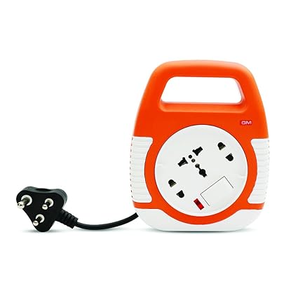 GM Modular 3045-Square 3 Pin Flex Box 4 Meter (with Handle, Indicator & International Socket),Orange and White