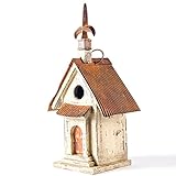 Glitzhome Tall Church Hand Painted Wood Birdhouse, 13.11