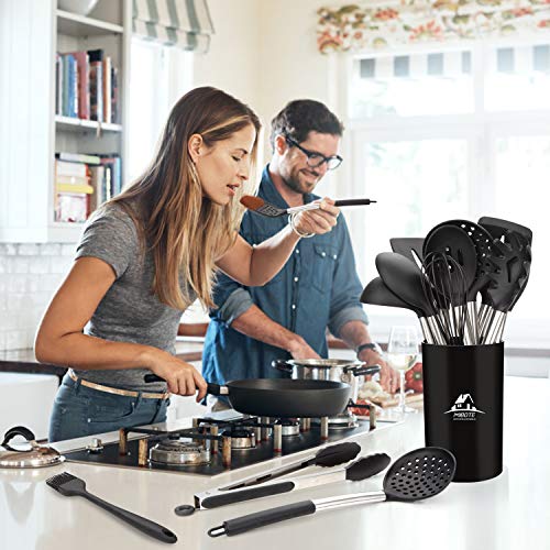 MIBOTE 15 Pcs Silicone Kitchen Utensils Set, Cooking Utensils Set with