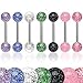 Body Accentz 6 Ultra Sparkle Acrylic Tongue (Nipple) Ring 14g - in Assorted (1 Set)