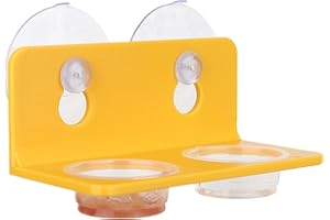 CRITTZOO Crested Gecko Feeding Ledge with 10PCS Gecko Food Water Dish - Yellow