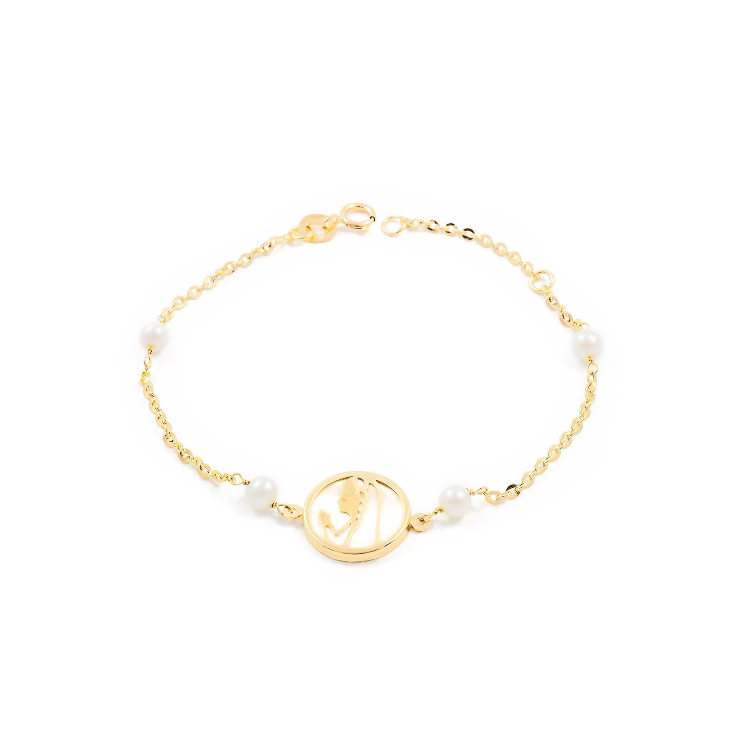 Monde Petit 18ct Yellow Gold Virgin nacre and pearls Children's Bracelet