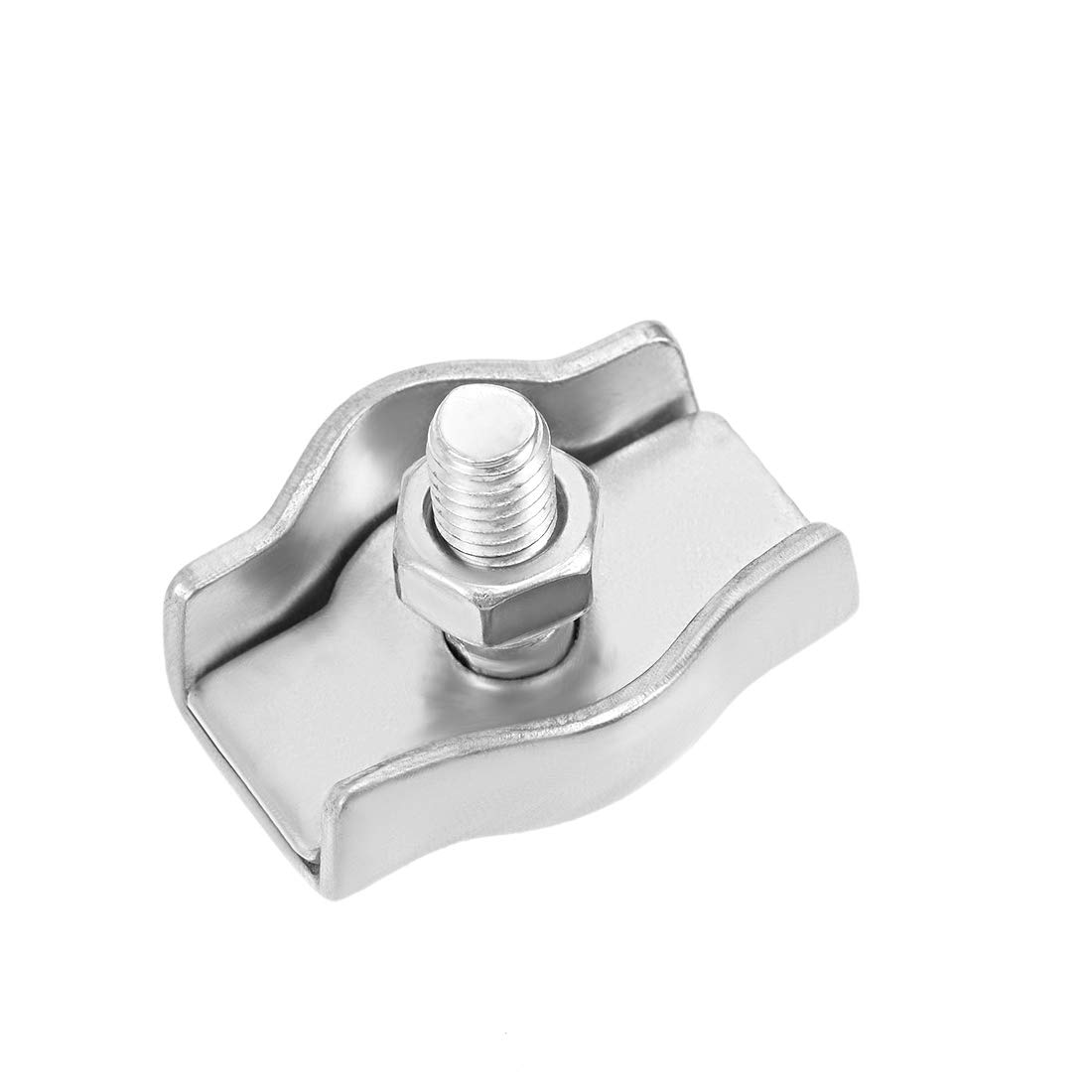 sourcing map 10 Pcs 304 Stainless Steel Single Wire Rope Clip Cable Clamp Suit for 3mm-4mm Rope