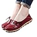 DUOYANGJIASHA Women's Leather Loafers Slip On Flats Casual Round Toe Moccasins Wild Breathable Comfortable Driving Fashion Soft Shoes