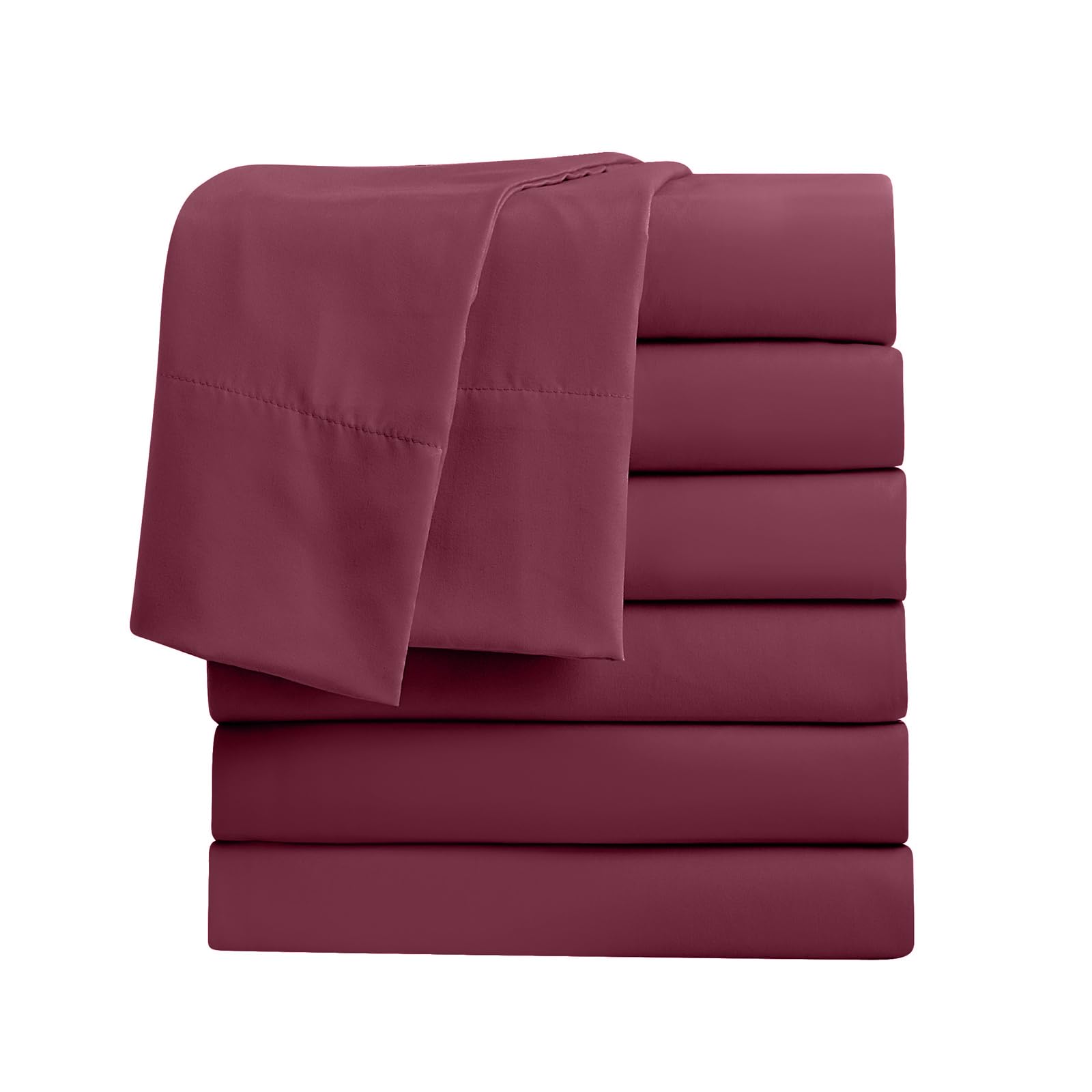 FreshCulture Full Flat Sheets Only, Pack of 6, Soft Microfiber Bedding Sheets for Home, Salons, Hotels, Bulk Flat Sheets Only Full Size (Burgundy)