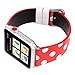 Sport Band for Apple Watch 38mm 42mm, iWatch Strap Replacement with Polka Dot Floral Print Leather Bracelet Wristband for Apple Watch Series 3，2，1, NIKE+, Hermes, Edition (Red white polka dot, 38mm)