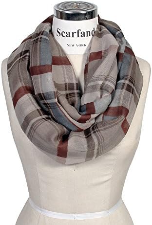 Scarfand's Mixed Infinity Brick Scarf (Plaid Tan)