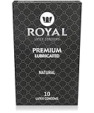 Royal Ultra Thin Condoms - Premium Lubricated, All Natural, Organic, Nitrosamine Free, BPA Free, Vegan, Gluten Free, Non-Toxic, Cruelty Free, Odor Free Latex, 10 Pack