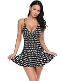 Vanilo Women One Piece Swim Dress Swimsuit Padded Dot Bathing Suit S-XXL