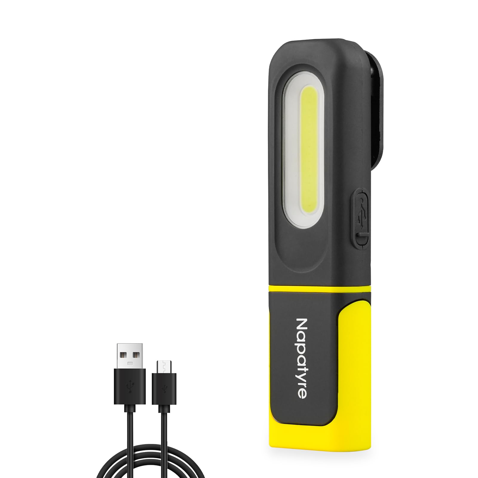 Napatyre Rechargeable LED Torch, Inspection Lamp, 800LM Bright Flashlight 3 Modes Rechargeable Work Light with Hanging Hook & Magnetic Base, Magnetic Hand Torch for Home Work Emergency, 1 Pack