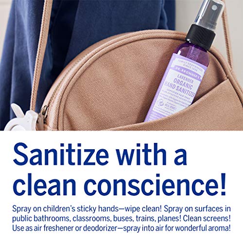 Dr. Bronner's Organic Hand Sanitizer Spray (Lavender, 2 ounce, 12Pack) Simple and Effective