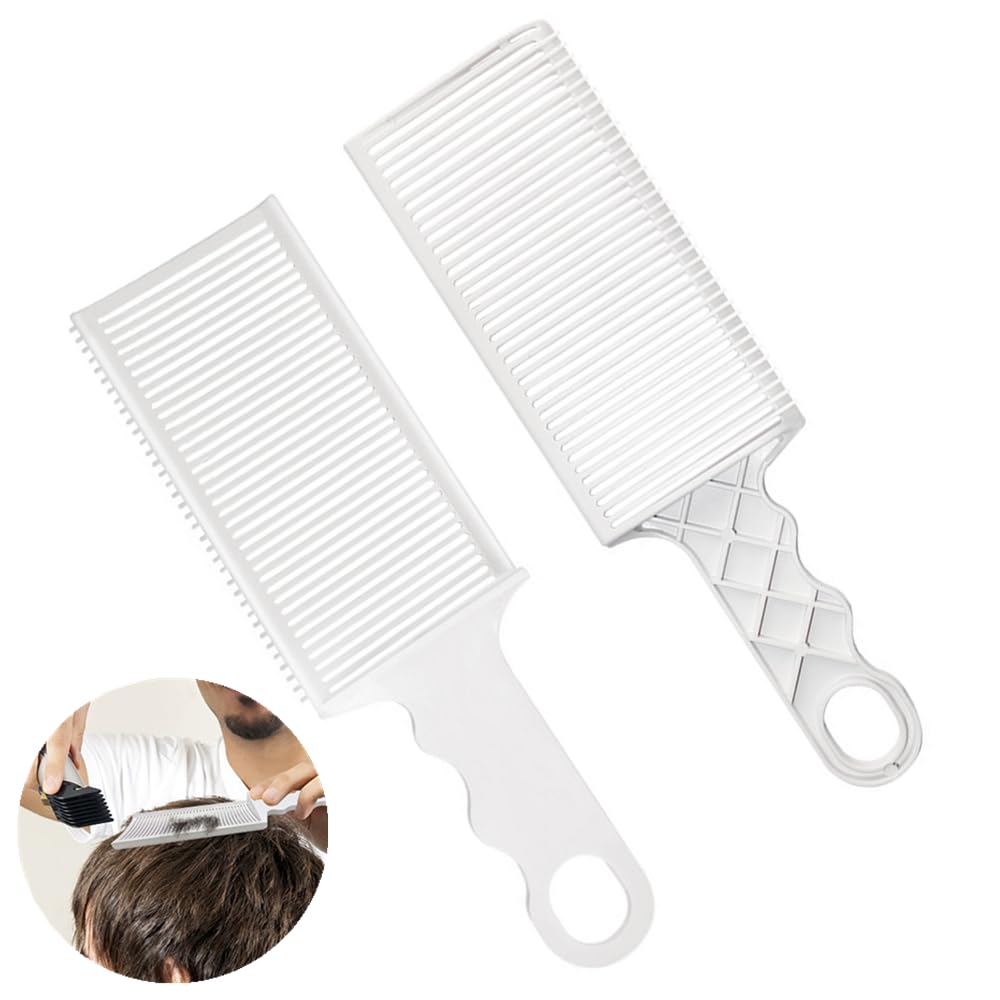 FZGLHQQ 2 Pcs Fade Combs Professional Anti-Static Heat Resistant Hair Cutting Combs for Men Salon Hair Styling Tools, White