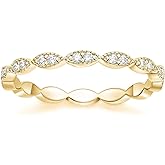 TIGRADE Eternity Ring Oval Milgrain Cubic Zirconia Anniversary Stacking Ring CZ Wedding Band for Women Size 3-13