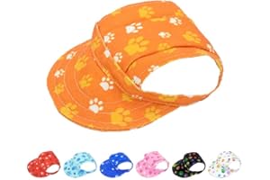 PET SHOW Dog Baseball Cap Dog Paw Print Peaked Cap Pet Sun Hats with Ear Holes Sport Hat for Small Medium Doggies Adjustable Drawstring Puppies Cats Visor Hat Girls Boys Orange/S
