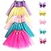 Elesa Miracle 5pc Girls Layered Sequins Ballet Tutu Skirt with 5pc Matching Mini Butterfly Hair Clips Kids Tutu Princess Ballet Dance Party Favor Skirt
