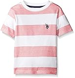 U.S. Polo Assn. Big Boys Birdseye Printed Stripe Crew Neck T-Shirt, Engine Red, 14/16