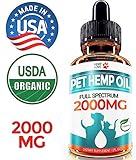 Organic Hemp Oil for Dogs and Cats - 2000MG - Premium Hemp Extract - Anxiety Relief for Dogs - Grown & Made in USA - Omega 3, 6 & 9 - Supports Hip & Joint Health - Natural Relief for Pain