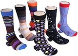 Marino Mens Dress Socks - Fun Colorful Socks for Men - Cotton Funky Socks - 6 Pack