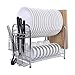 MICOE Stainless Steel Dish Drain Drying Rack with Cutting Board Bracket 2 Layers Cutlery Rack Large Capacity Tool-Free Installation H-WDG2003