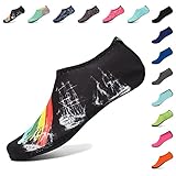 EQUICK Water Socks Durable Aqua Fins Barefoot Shoes New Version Updated Size Beach Pool Swim Surf Yoga Exercise