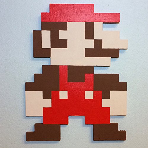 Super Mario & Luigi 12" x 16" Handmade 8BIT Pixelart Woodcut Wallhanging