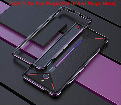 Nubia Red Magic Metal Bumper,DAYJOY Dual Color Arc Style Aurora Series Ultra Slim Premium Aluminum Metal Protective Bumper Frame Case with for ZTE Nubia Red Magic (Black Purple)