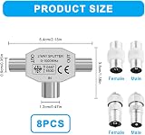 AXFEE 2-Way TV Aerial Splitter 1 Female to 2 Male Coax Shielded Zinc Alloy view 2
