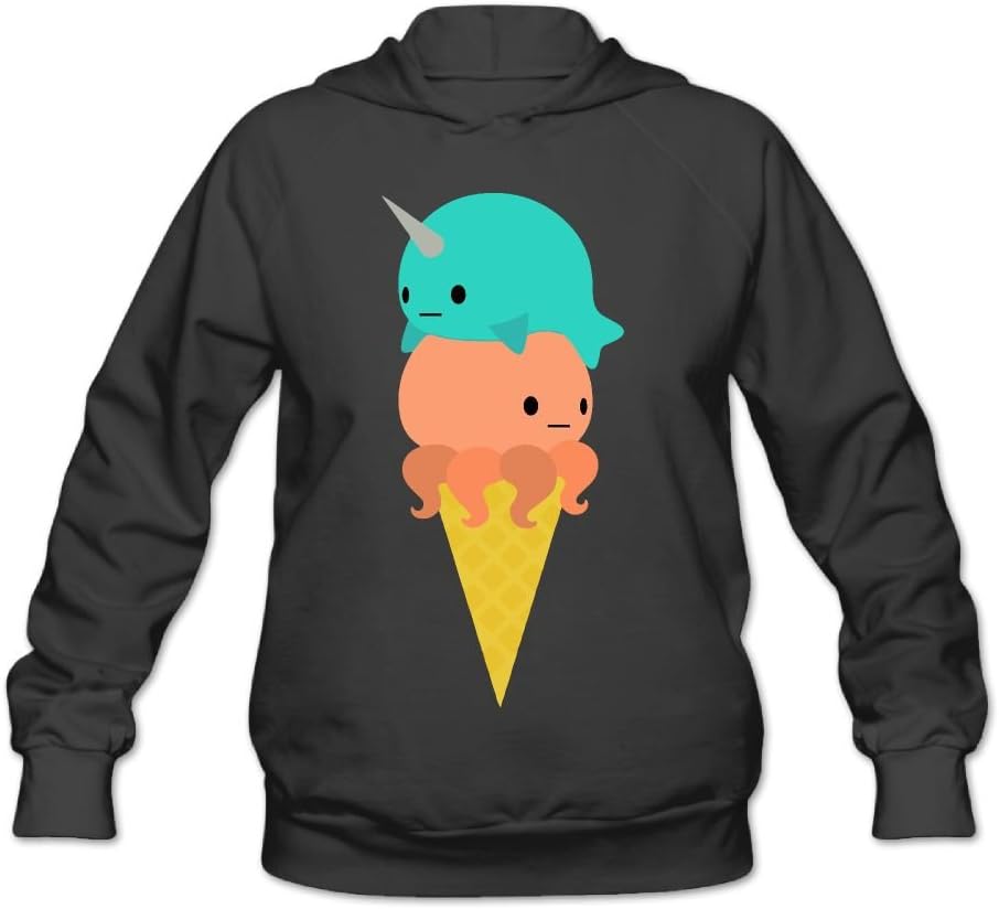 Narwhal Octopus Ice Cream Womens Long Sleeve Simple Style Hoodie Sweatshirt Jumper Casual Hooded Pullover