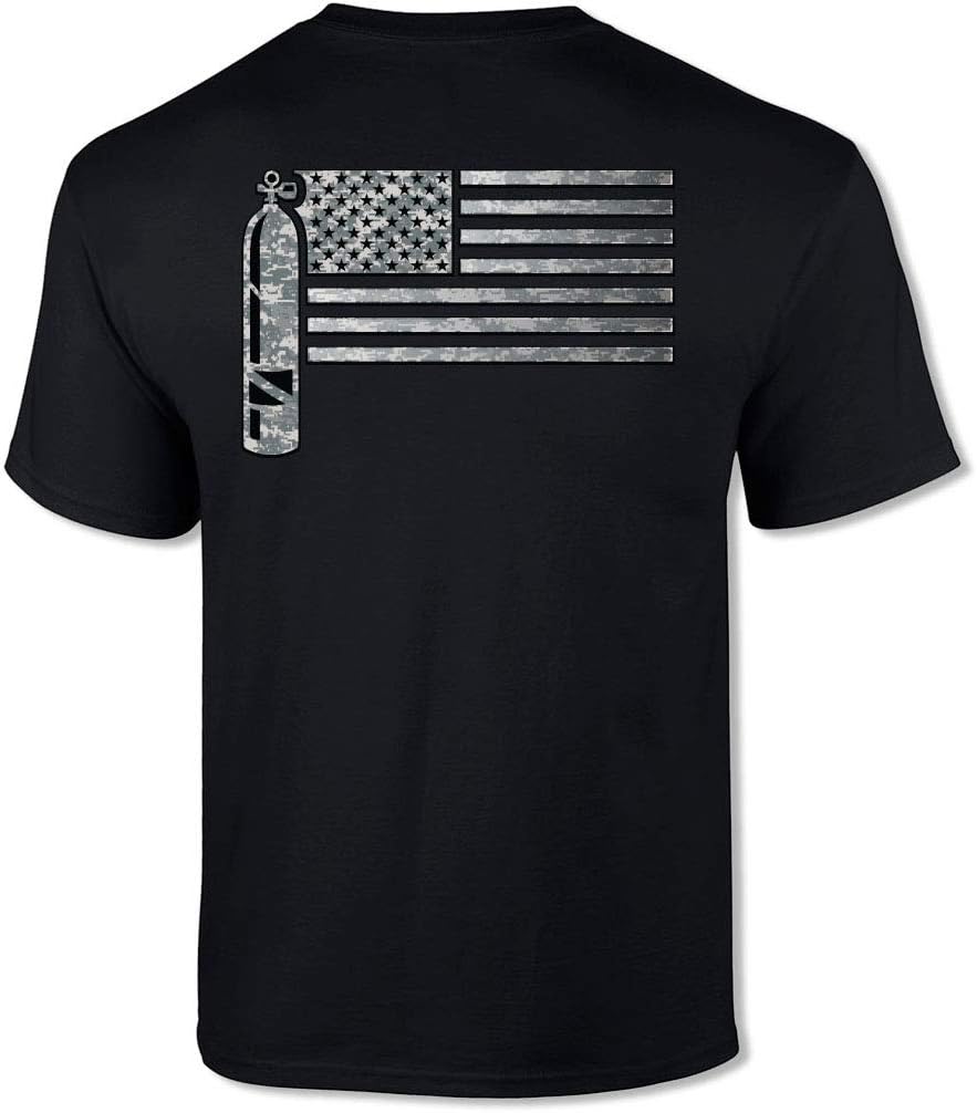 Scuba Diving American Flag Scuba Tank Short Sleeve Tee Shirt