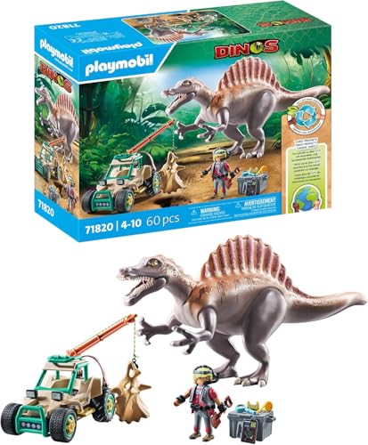 PLAYMOBIL | Dinos | Spinosaurus-Angriff auf Dino-Ausgrabung | Dinosaurier Spielset | Actionspielzeug | Abenteuer Spielzeug für Kinder ab 4 Jahren | 71820