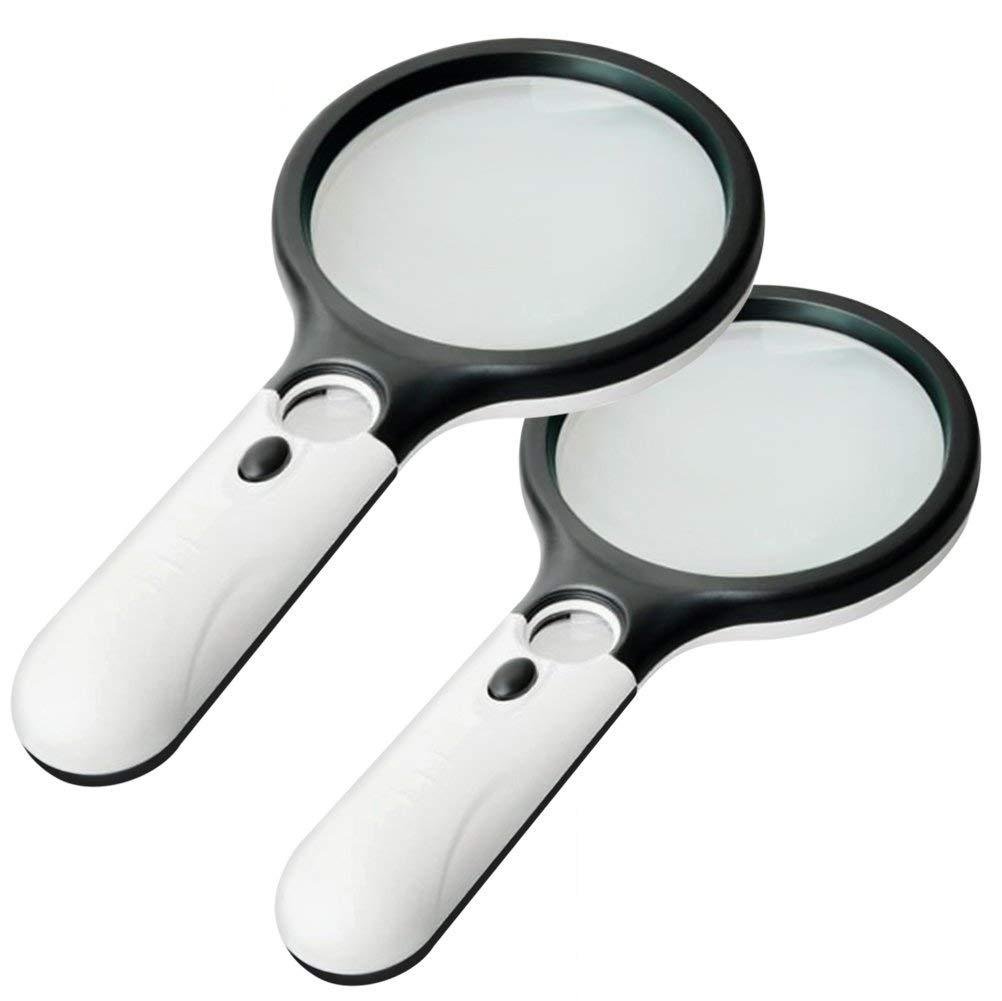 Photo 1 of 2 Pack Magnifier 3 LED Light, Marrywindix 3X 45X Handheld Magnifier Reading Magnifying Glass Lens Jewelry Loupe