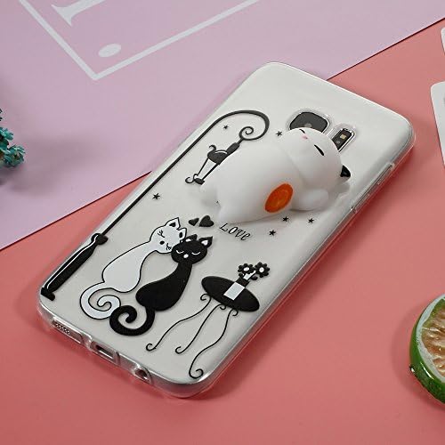 Squishy Cat Case for Galaxy S7 Edge, 3D Soft Silicone Pinch Poke Cute Lazy Cat Phone Back Cover for Samsung Galaxy S7 Edge