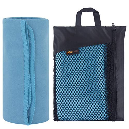 SUNLAND Microfiber Sports Travel Towel Fast Drying Camping Towel Ultra Compact and Super Absorbent Beach Towel Suitable for Gym Backpacking Workout Swimming Yoga Hiking