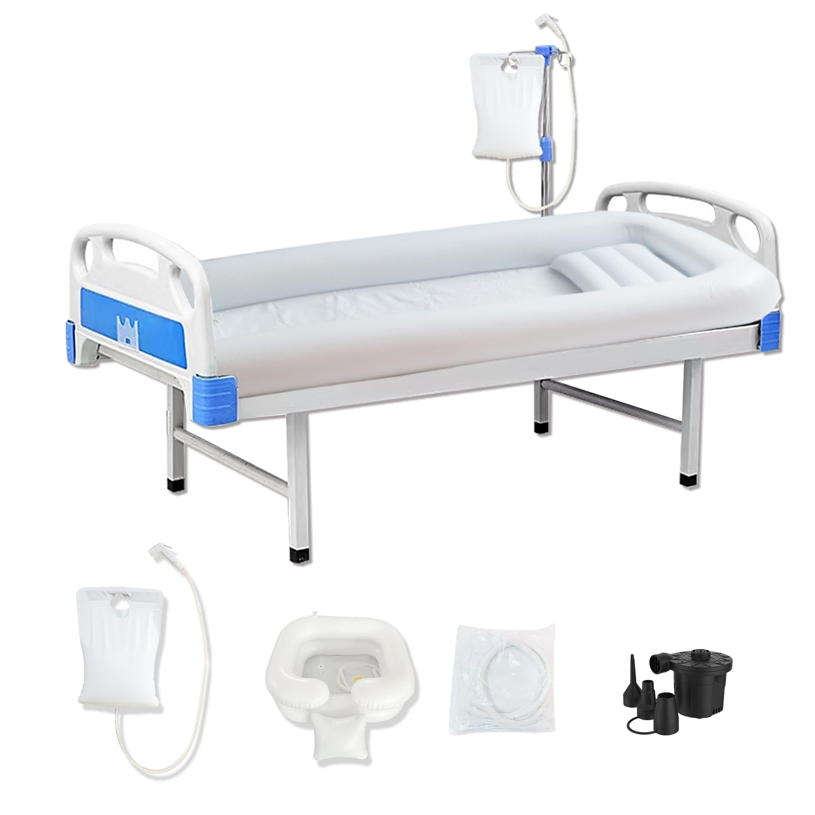 Photo 1 of JJFFTAO,Medical Inflatable Bathtub,Bed Bath,Medical PVC Bedside Shower bathtubKit,Bed Shower for Patients with Reduced Mobility,Bedside Water Bag+Electric air Pump+Medical Inflatable Shampoo Basin