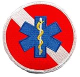 Rescue Diver Embroidered Patch EMT EMS Star of Life Scuba Diving Iron-On Emblem