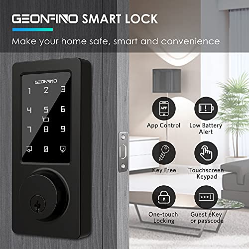 Keyless Entry Door Lock - Smart Deadbolt Lock with Bluetooth App, Electronic Keypad, IC Card, Spare Keys, Security Waterproof Smart Lock Easy Install USB Ideal for Home Use, Apartment, Office, Hotel
