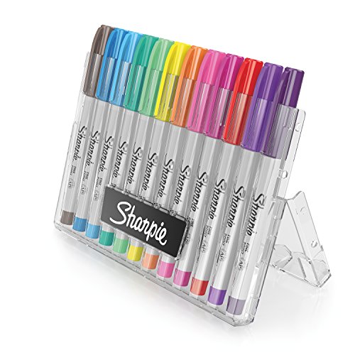 Sharpie permanent markers with storage case, ultra fine point, vi…