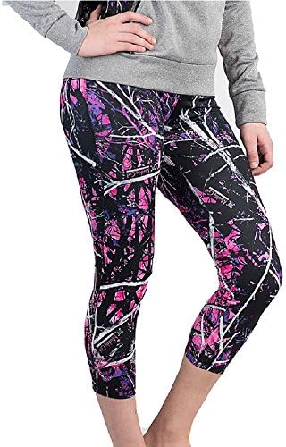 Muddy Girl Camo Athletic Workout Running Yoga Leggings Capris Tights Pants JP (2X, Purple Pink)