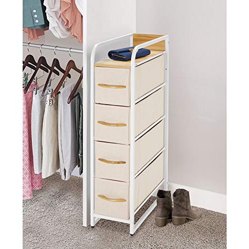 mDesign Narrow Storage Dresser Furniture Unit Slim Standing Organizer Tower for Bedroom