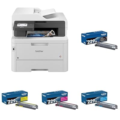 Brother MFCL3780CDW Printer and TN229XL Black and Colors (C, M, & Y) High Yield Toners