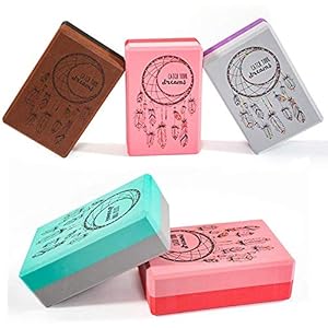 ROSE IN THE BOX Yoga Block (2 Pack) and Yoga Strap Set,High Density EVA Foam Block Suit for Yoga, Pilates, Meditation, Workout, Fitness & Gym