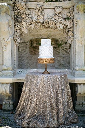WishParty Sequin Table Cloth For Wedding/Event/Party/Banquet 48in Round (Silver)