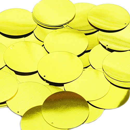 Yellow Sequin Round 1.5 inch Metallic Couture Paillettes. Made in USA. Loose for embroidery, bridal, applique, arts, crafts, and embellishment.