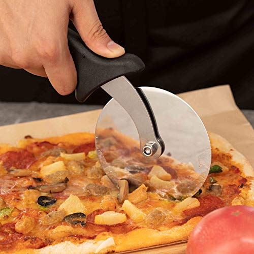 Pizza Cutter 2 Pack, Stainless Steel Pizza Cutter Wheel with 4 Inch Large Wheel, Sharp Pizza Slicer with Non Slip Handle Ideal for Pizza Lovers