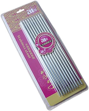 Aiershun Metal Chopsticks Stainless Steel Vacuum Hollow Non-slip Lightweight Chopsticks 10 Pairs