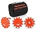 Set of 3 Nordstrand LED Flares Emergency Roadside 9.1.1 Lights Flashing Road Beacon - with Magnetic Base for Car or Marine - Storage Bag - Rainproof Amber