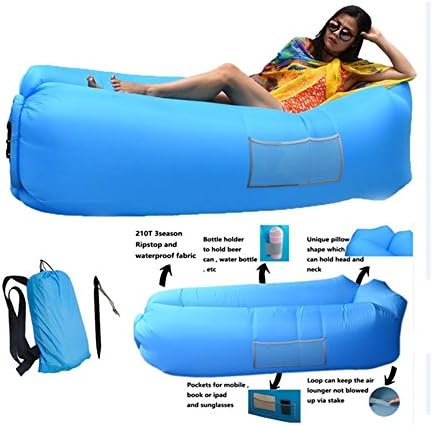 HUALX Inflatable Lounger Air Sofa Fast Inflatable Laybag Hangout Lounger Beach Air Bed Folding Sleeping Bag Lazy Sofa Lazy Air Sofa (blue)