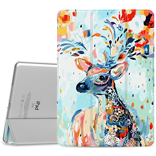 MoKo Case for iPad Air 2 - Ultra Slim Lightweight Smart-shell Stand Cover with Translucent Frosted Back Protector for iPad Air 2 9.7" Tablet, Christmas Deer (with Auto Wake/ Sleep, Not fit iPad Air)