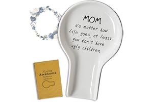 HAPPY KIT Mothers Day Gifts for Mom, Spoon Rest for Stove Top Gifts for Mom Kitchen Decor Ceramic Spoon Rest with Gift Box Ready Birthday Gifts for Mom Farmhouse Housewarming Gift